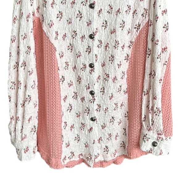 POL Cottagecore Slouchy Floral Crochet Blouse Bohemian Girly Relaxed Fit Large - Picture 5 of 16